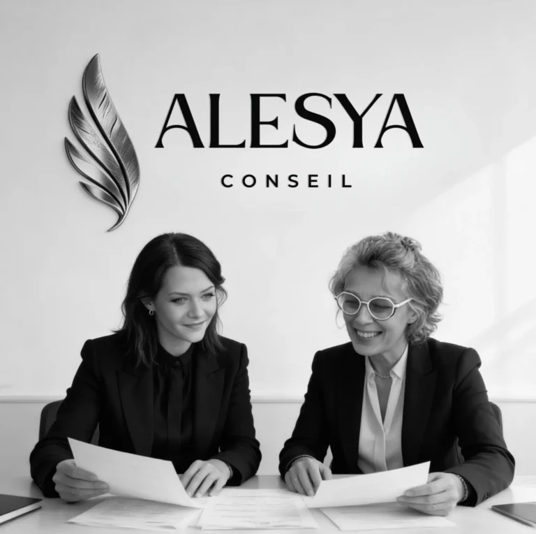 Équipe de direction ALESYA Conseil – Notre équipe - Aleksandra Roques en réunion de travail